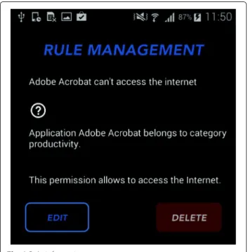 Fig. 8 Rule information screen