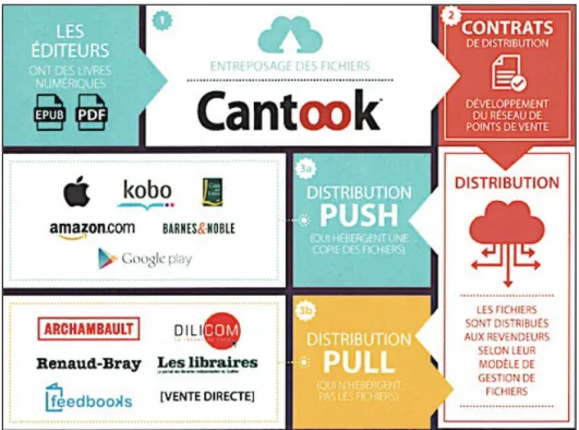 Figure 14. Schéma illustrant les modes de distribution push et pull dans Cantook Hub 