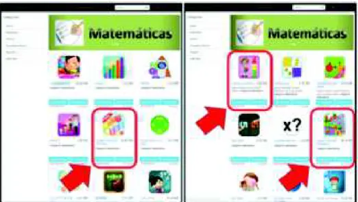 Figura 11. Capturas de pantalla del repositorio utilizado para la carga y descarga de recursos educativos, en este caso, aplicaciones móviles para las competencias básicas de lectura, escritura y matemáticas