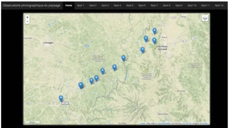 Figure  4. Interface cartographique d’accès aux points de vue