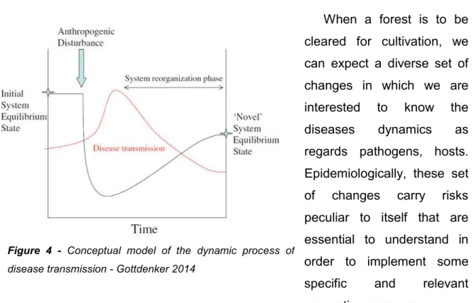 Figure  4  -  Conceptual  model  of  the  dynamic  process  of  disease transmission - Gottdenker 2014 