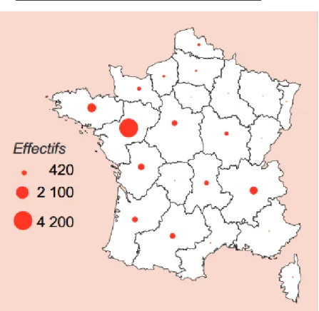 Figure 1 : Répartition des élevages de pintade en 2009 