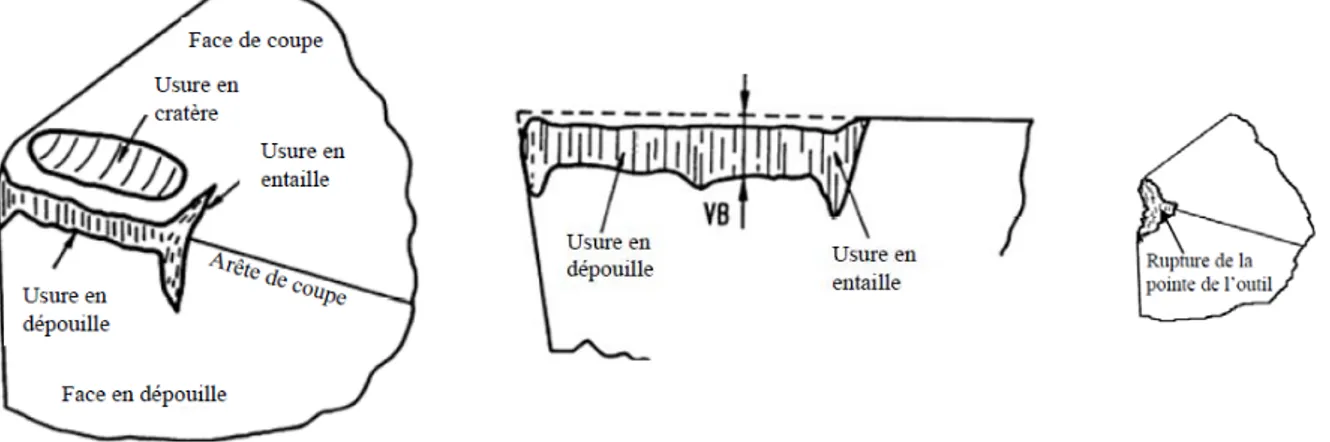 Fig. 2. 2 : Différentes formes d’usures observées sur une plaquette de coupe [5]. 