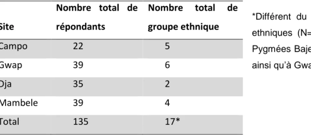 Tableau 1. Distribution  des sondés au sein des quatre zones et diversité ethnique 