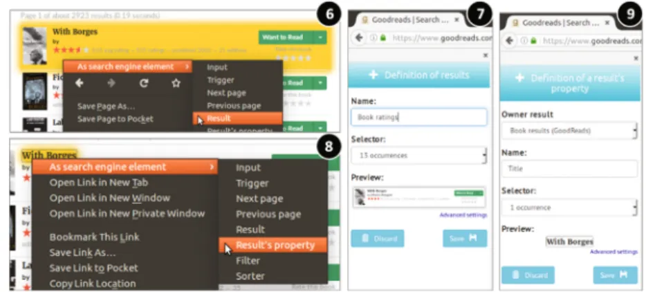 Fig. 8. De ﬁning the expected results for a UI-based Search Service
