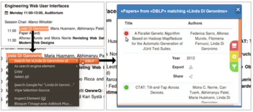 Fig. 4. Example of use of a Search Service