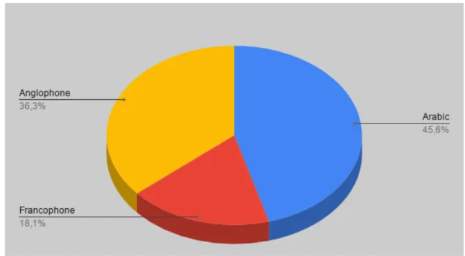 Figure 4 : Répartition des makerspaces en fonction des grandes aires linguistiques de l'Afrique 