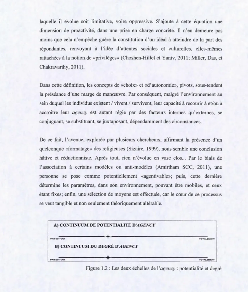 Figure  1.2  : Les  deux  échelles de  l ' a  geney  :  potentialité  et  degré 