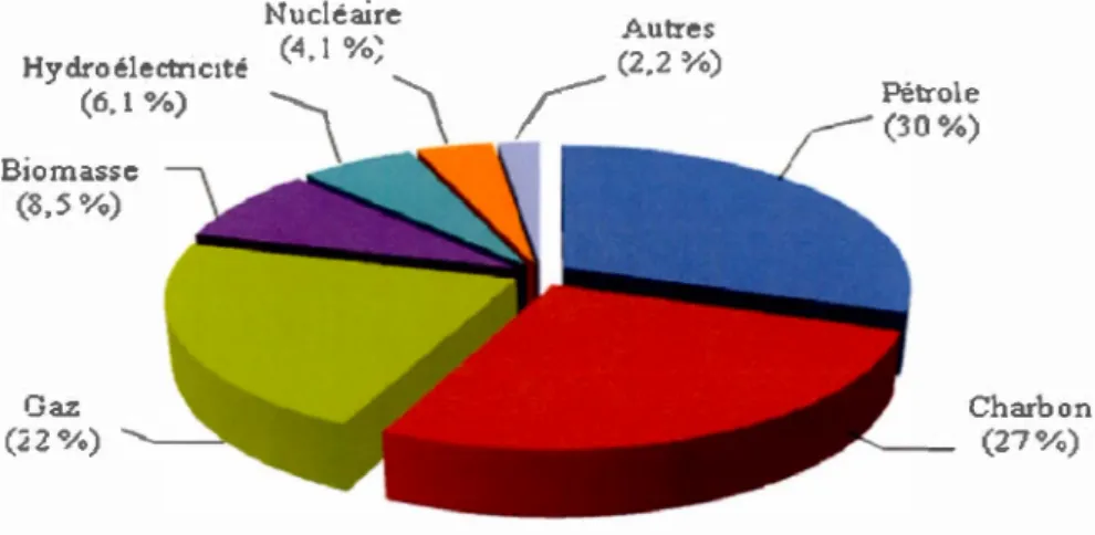 Figure 1.1  Répartition par nature de  l' é nerg ie consommée dan s le  mo nde e n 201 2  [2]