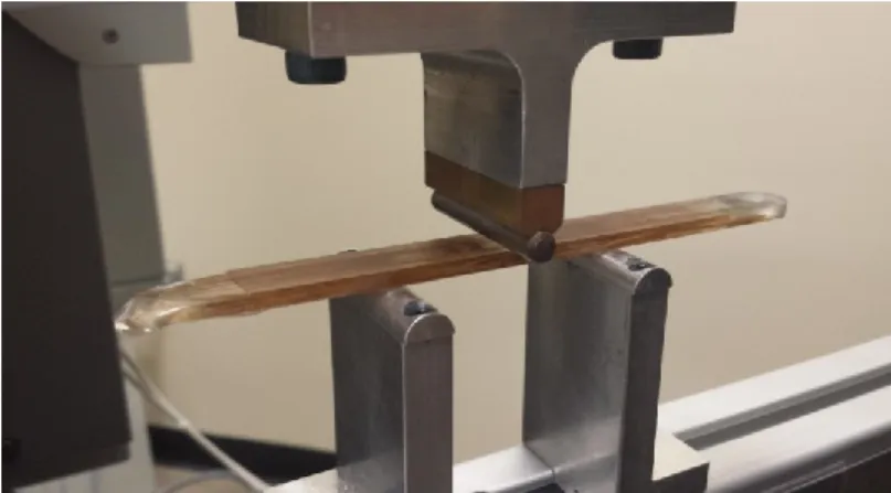 Figure 4-3 : Exemple d'essai de flexion sur les composites bambou/époxy 
