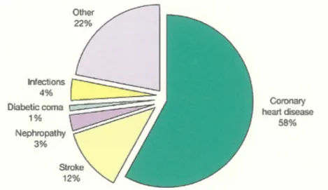 Figure 2.  Causes de décès chez les sujets diabétiques  Other  22%  12%  Coronary  heart disease 58% 