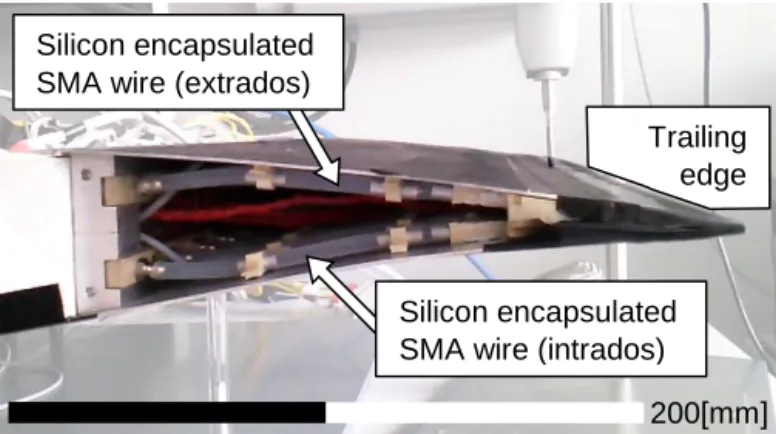 Fig. 3. Trailing edge with surface embedded SMA actuators.