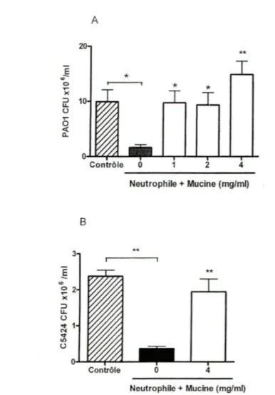 Figure 5  Effet de la mucine respiratoire FK sur l'activité antimicrobienne du  neutrophile humain 