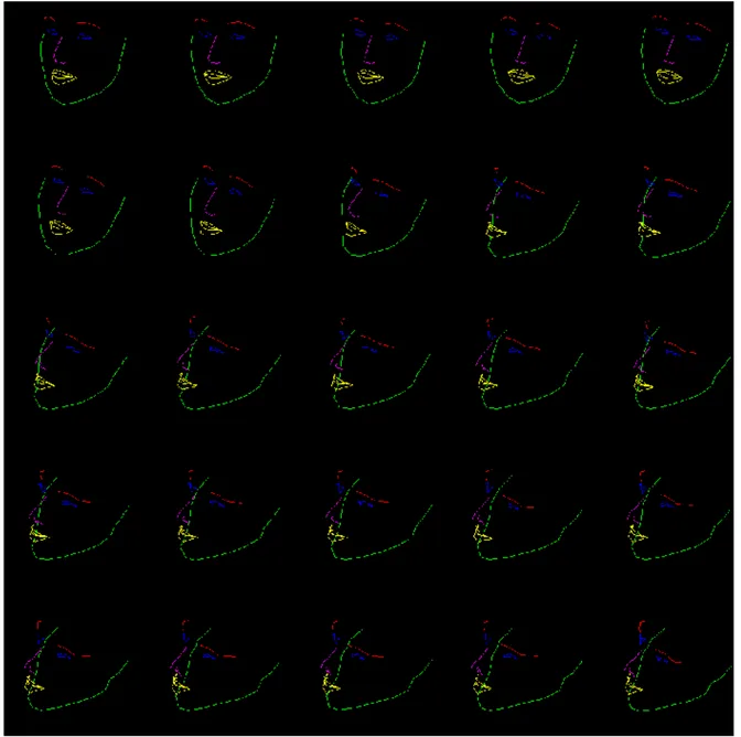 Figure 2.3 – Exemple d’une marche aléatoire dans l’espace latent. La première image est en haut à gauche et la dernière en bas à droite