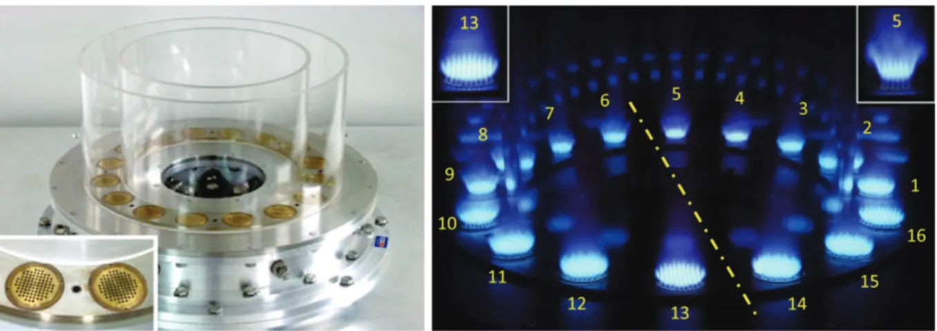 Fig. 7. EM2C annular chamber [31,93] . Left: configuration. Right: slanted mode visualization