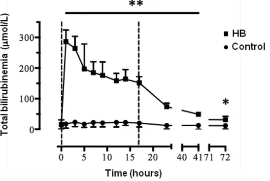 Figure 8 : Evolution du taux de bilirubine en fonction du temps 