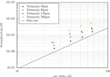 Fig. 19. CGRs detected by DCPD method for tortuous growing cracks.