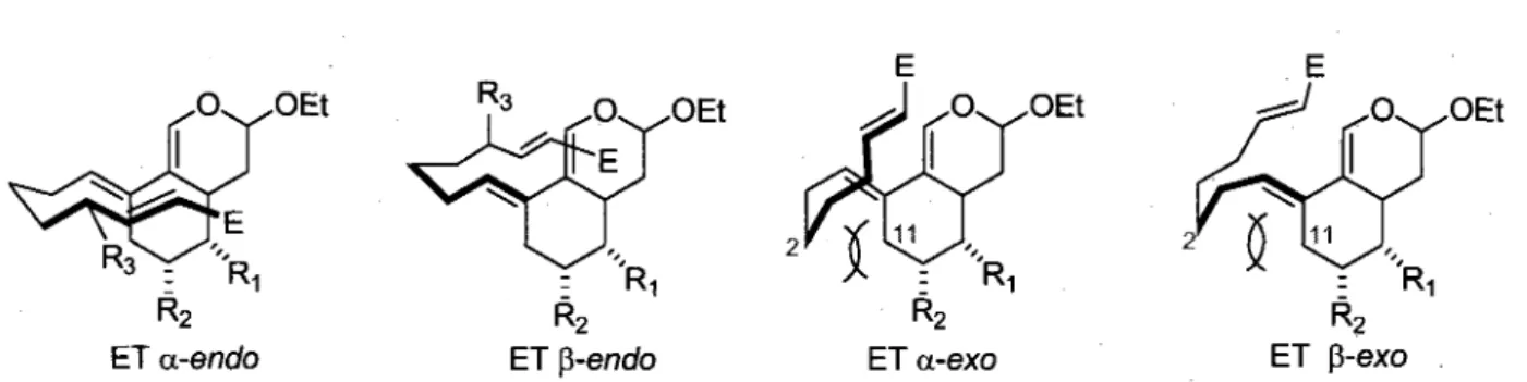 Figure 1.6. Etats de transition type chaise pour la cycloaddition de Diels-Alder intramoleculaire 