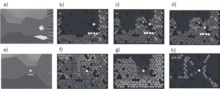 FIG. 2. Simulated prosthetic vision renderings. (a) IRR point of view with corresponding SPV-3 (b), SPV-6 (c), and SPV-9 (d) render- render-ings