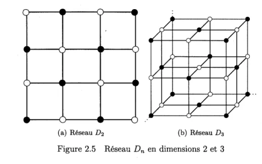Figure 2.5 Reseau D n  en dimensions 2 et 3 