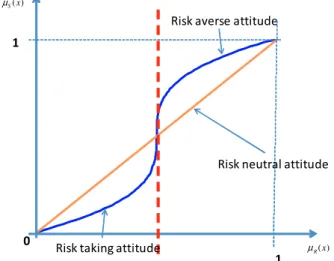 Fig. 1. Shap of boldness function q taking into account risk attitude