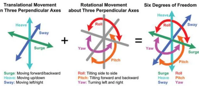 Figure 1.1 A representation of the possible movements of an object in a three-dimensional space [Snyder, 2016]  