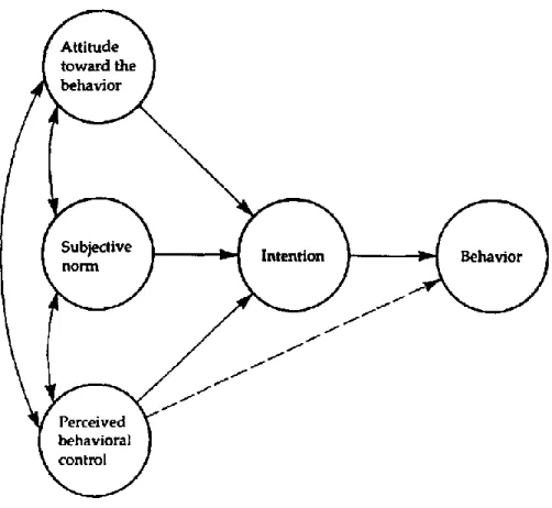 Figure 2.3 Modèle théorique du comportement planifié (tiré de : Ajzen, 1991). 