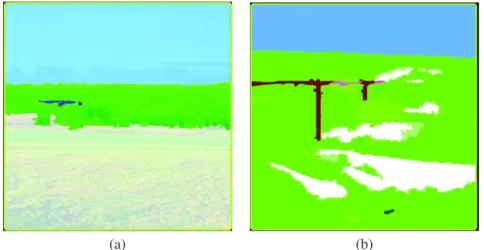 Figure 5. Comparaisons : (a) photo - segmentation, (b) segmentation - segmentation.