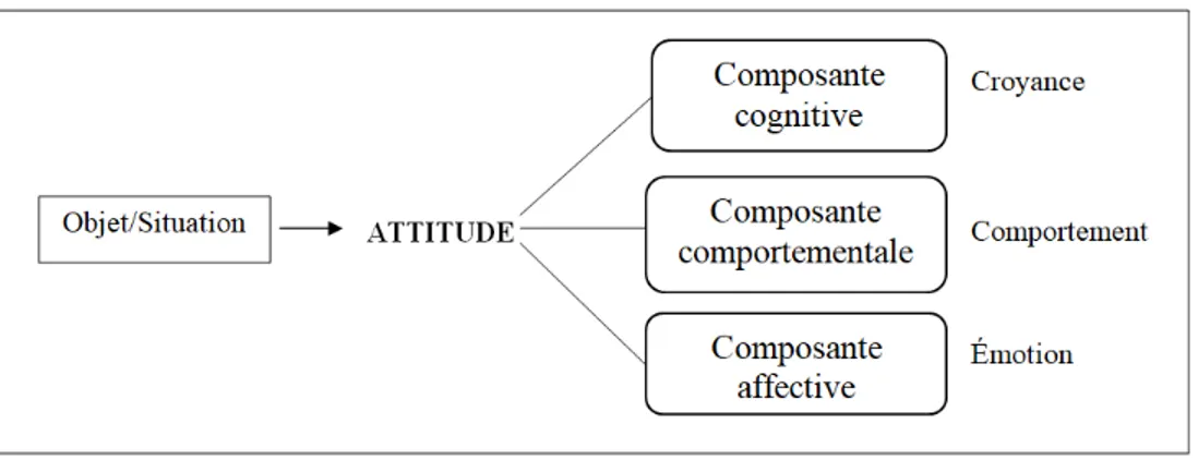 Figure 2. Schéma conceptuel de l’attitude selon Rosenberg et al. (1960) 