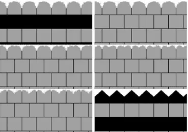 Fig. 20.  Sections of the BP after detachment of the grains. To the exception of the  first two images which show the intergranular plane and the next plane, ail other  planes are spaced of 8 planes, which corresponds to an eighth of the grain size