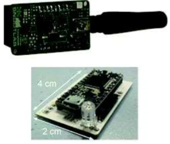 Fig. 3.  Connected cane prototype equipped with a wino and its battery 