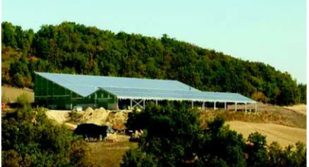 Figure  1:  The  demonstrator  is  located  on  the  farm  in  Saint- Marcel . The photovoltaic plant has a power of 777  kWp for a surface of 7000 m² 