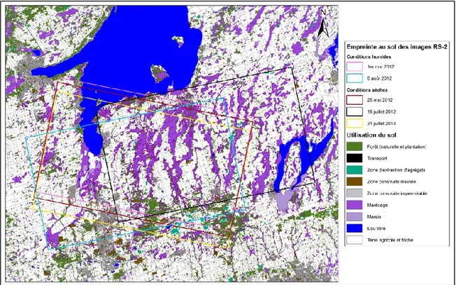 Figure 4.9 Carte de l’utilisation des sols dans la zone de recouvrement des images  RADARSAT-2 (source: [Ontario Ministry of Natural Resources, 2008]) 