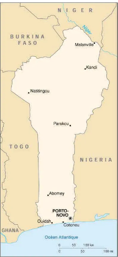 Figure 2.1 : Carte géographique du Bénin 
