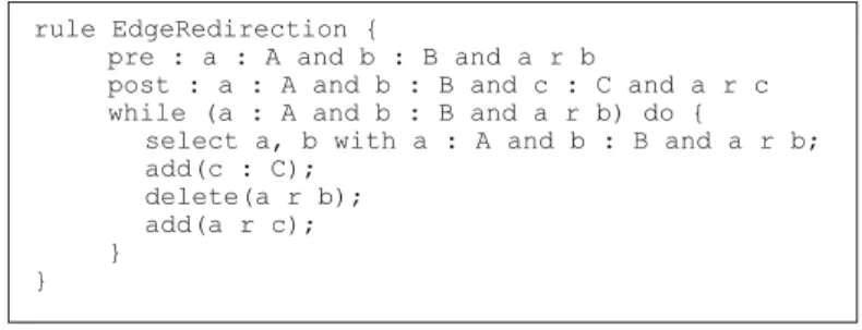 Fig. 1. Rule redirecting (a r b) to (a r c)