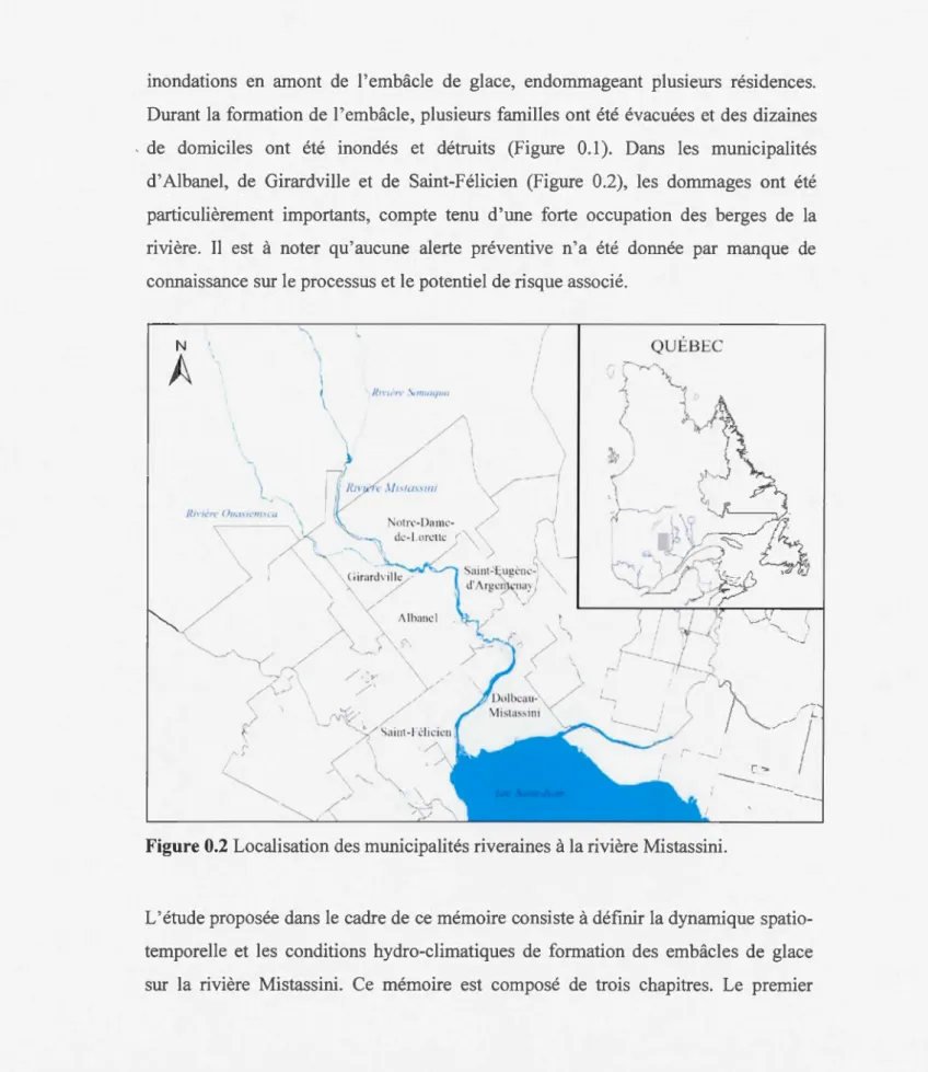 Figure 0.2  Localisation des municipalités riveraines  à  la rivière Mistassini. 