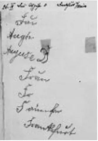 Figure  2 :  Extrait  des  écrits  de  Auguste  Deter.  La  patiente  Auguste  Deter  n’est  plus  capable d’écrire une phrase correctement (Maurer et al., 1997)  