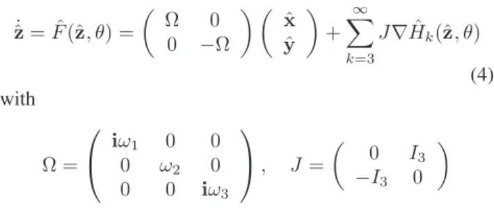 Table 1: The coefficients ω i that appear in equation (3), in the Earth-Moon L 1,2 case