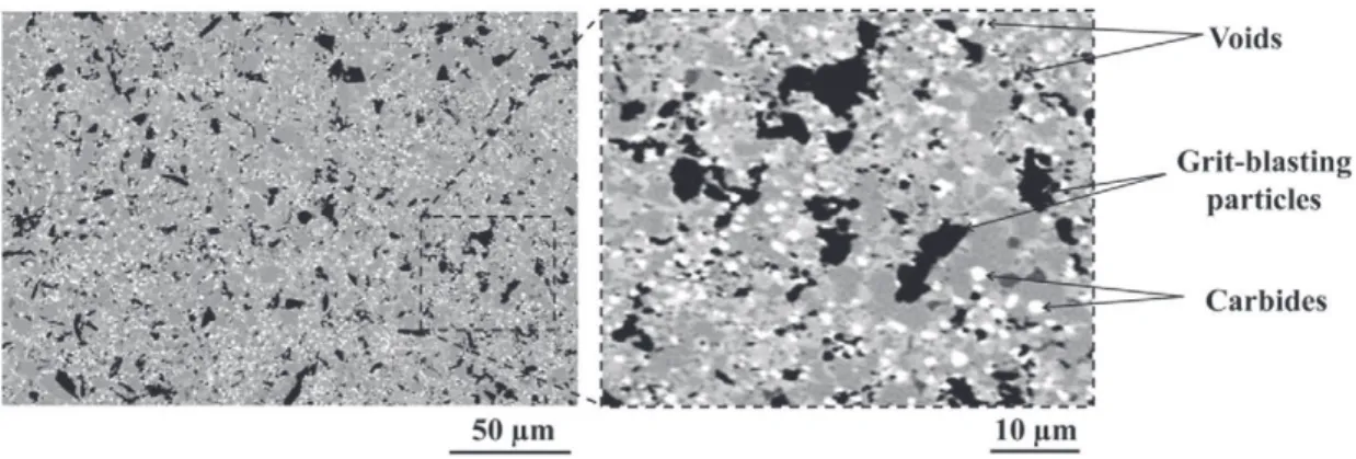 Fig. 9. Observation of the original coating/substrate interface at different magniﬁcations (BSE-SEM).