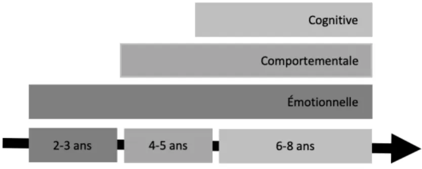 Figure 2.1. Développement hiérarchique des trois composantes de l'autorégulation (figure adaptée  de Calkins et Wiliford, 2009)