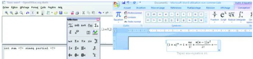 Fig. 1. Interfaces of OpenOffice Writer (left) and Word Office 2007 (right).  The consequences are a waste of time and energy for students