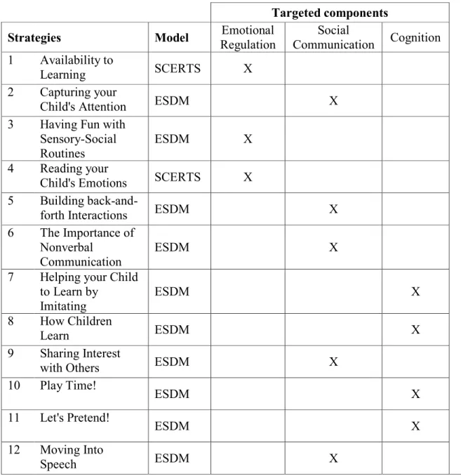 Figure 2. Order of the strategies and targeted components 