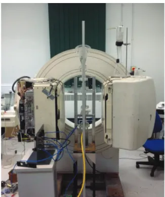 Fig. 4. Location of the single tube circulating apparatus (GU1) positioned relative to the PEPT camera.