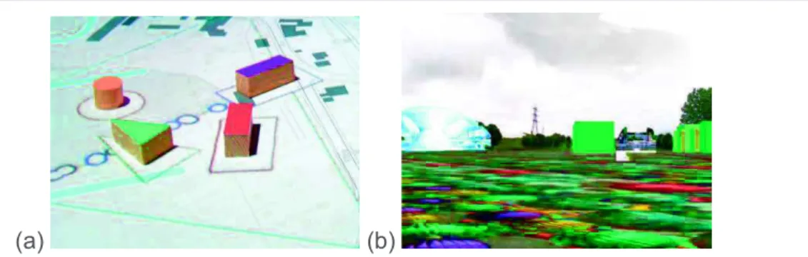 Figure 4. (a) Objets triangulaires et leur feedback et (b) affichage de la vue associée dans la ColorTable 