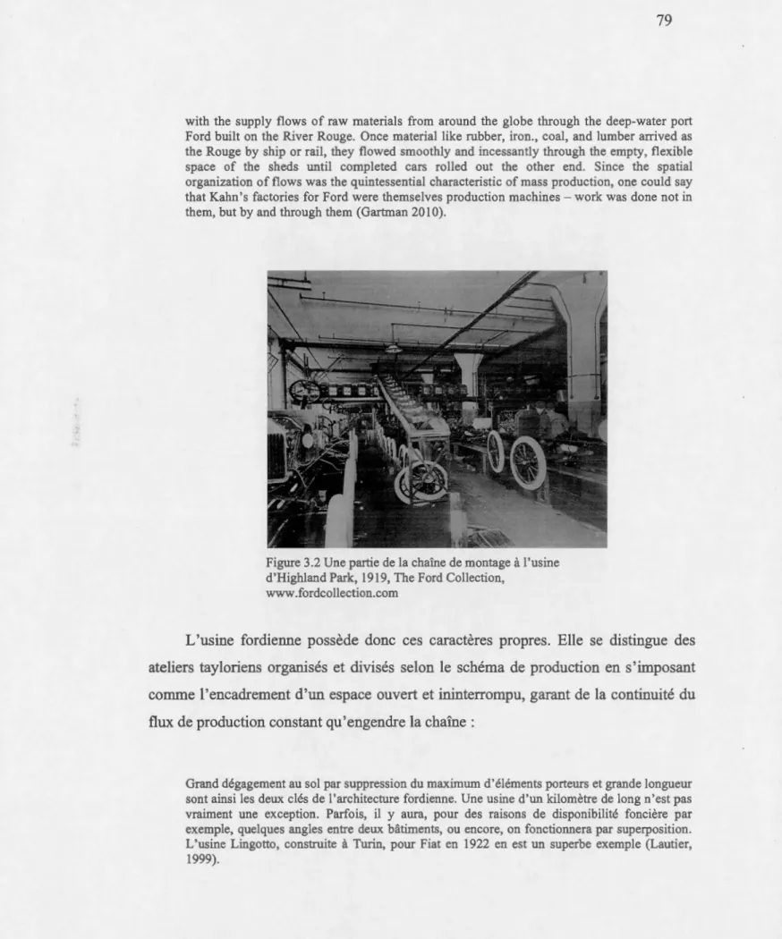 Figure 3.2 Une partie de la  chaîne de  montage à  l'usine  d'Highland Park,  1919, The Ford  Collection, 