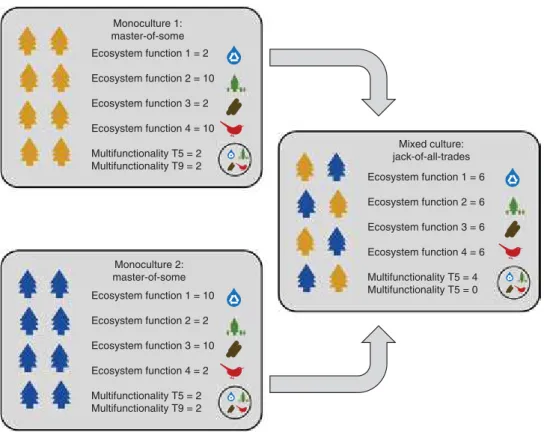 Figure 1 | Hypothetical example where the mixing of two species causes a ‘jack-of-all-trades, but master-of-none’ effect