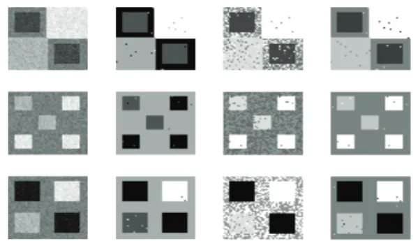 Fig. 3. Segmentation obtained for σ y = 5. From left to right: Observed, DP + Potts [7], HDP and HDP + Potts