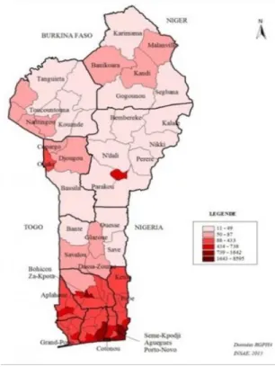 Figure 7: Le Bénin, densité population 