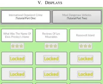 Fig. 1.  Main screen of the game: the player has access to a  few queries for which he can suggest reformulations