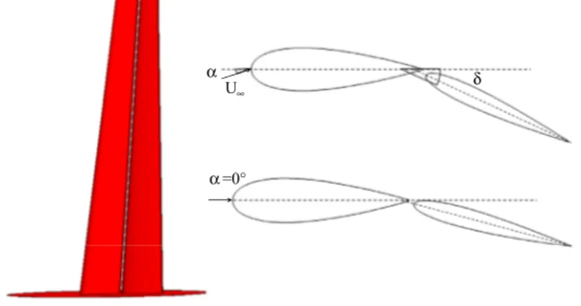 Fig. 5. Lateral view of the wingsail and sections at half wingspan for Set1 (top) and Set 2 (bottom) conﬁgurations
